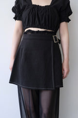 linen wrap mini skirt