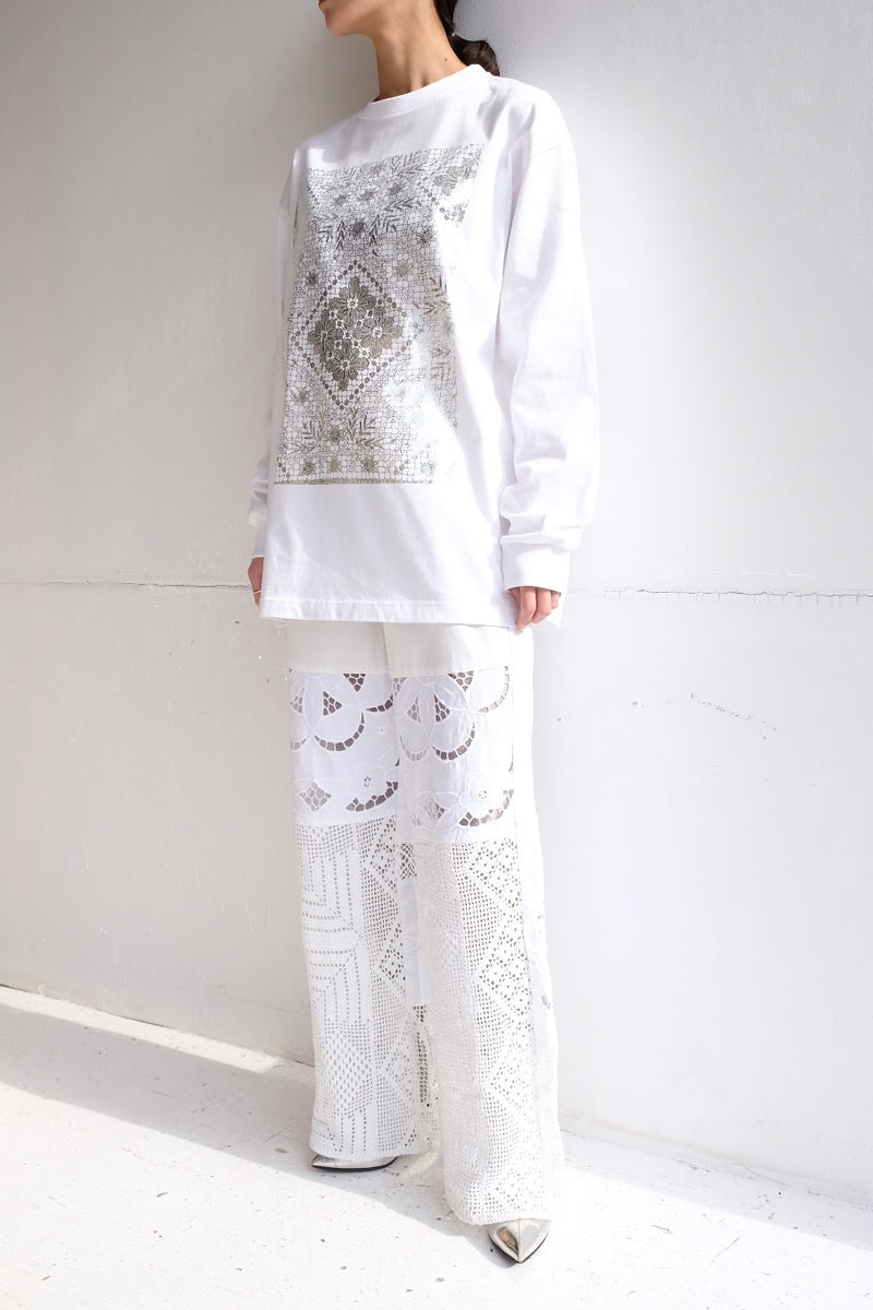 flower lace long T-shirts