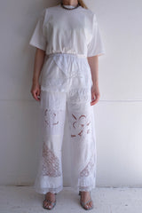 cutwork lace frill pants