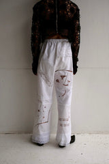 cutwork lace frill pants