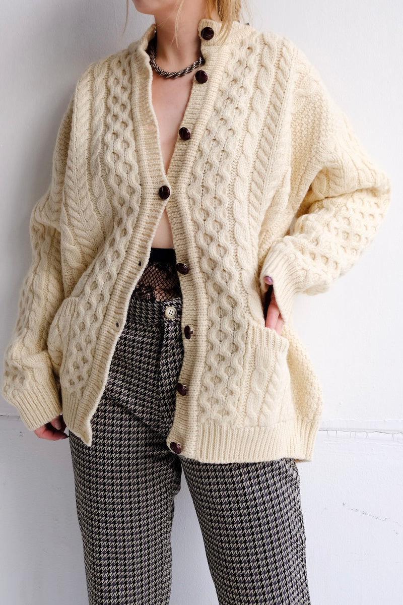 aran knit cardigan