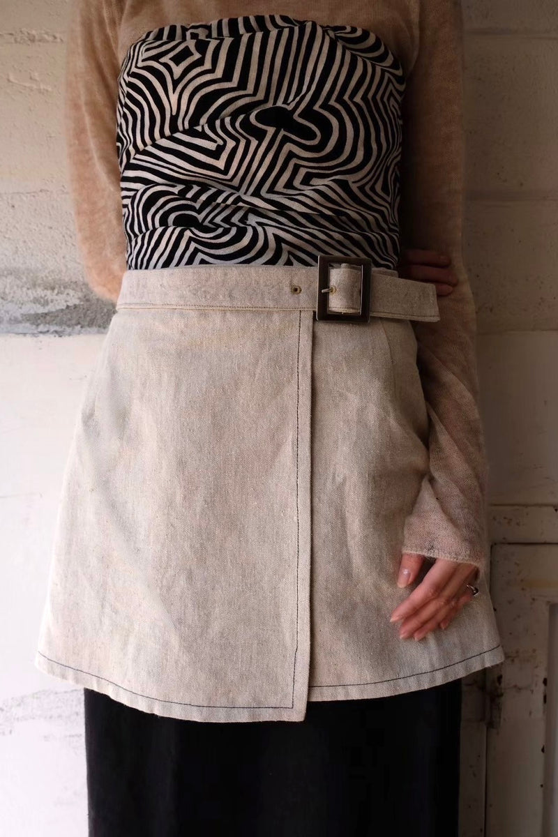 linen wrap mini skirt