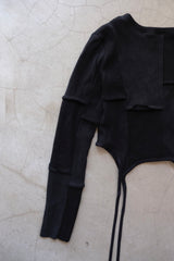 rib patchwork gater cardigan