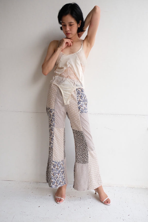 flower rayon flare pants
