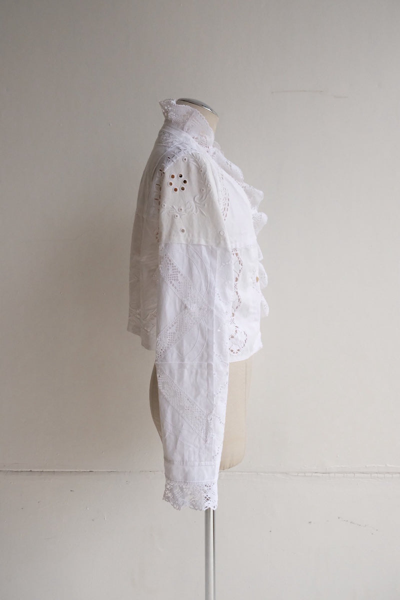 cutwork lace frill cardigan