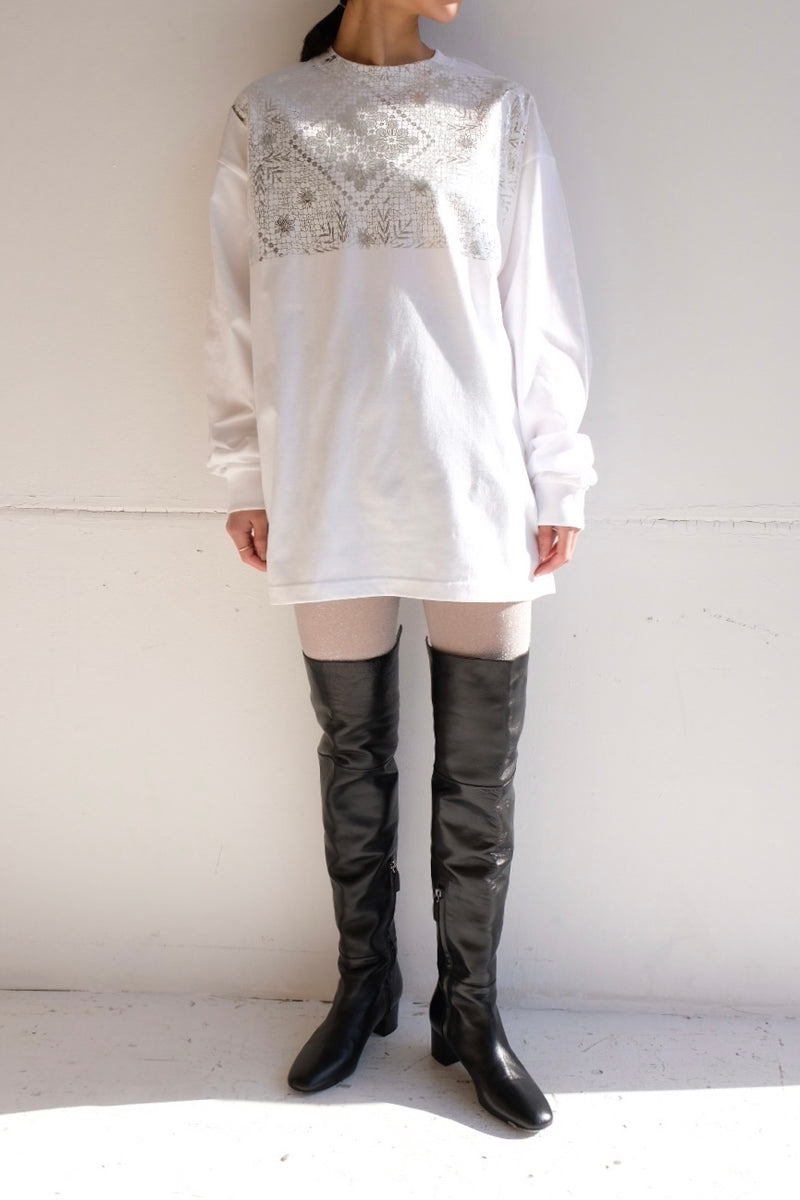flower lace long T-shirts