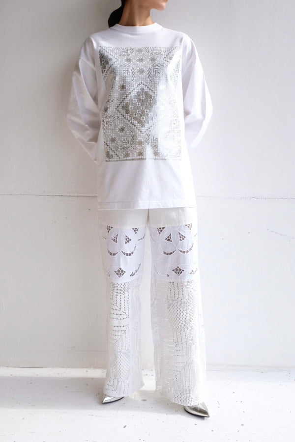 flower lace long T-shirts