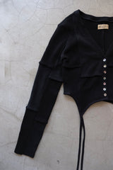rib patchwork gater cardigan