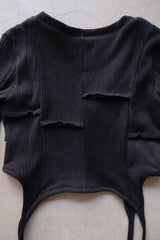 rib patchwork gater cardigan
