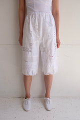 cutwork lace frill half pants