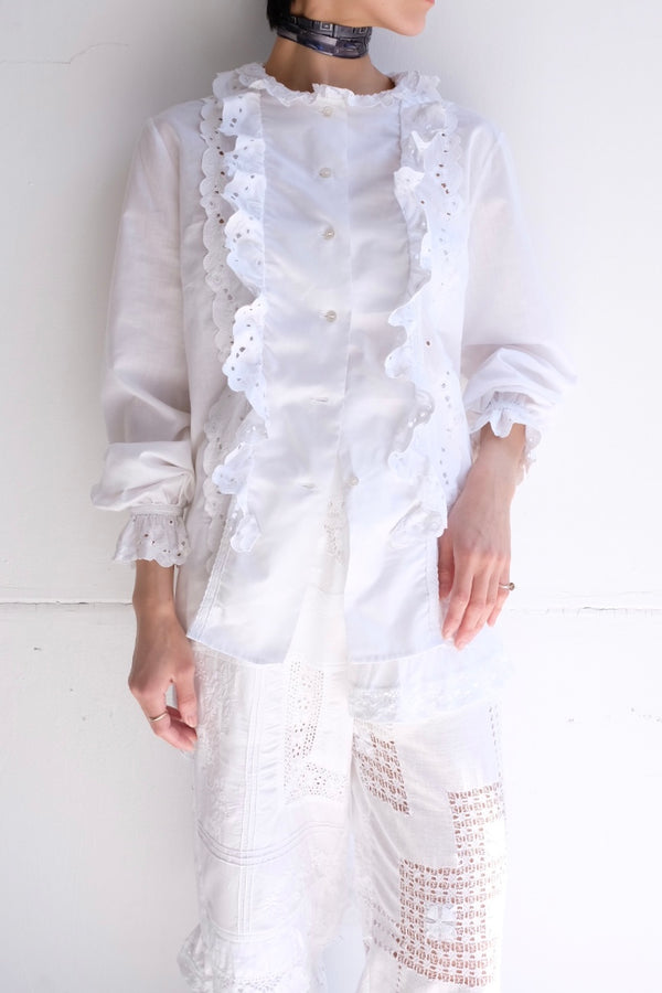 cotton lace trimmed blouse