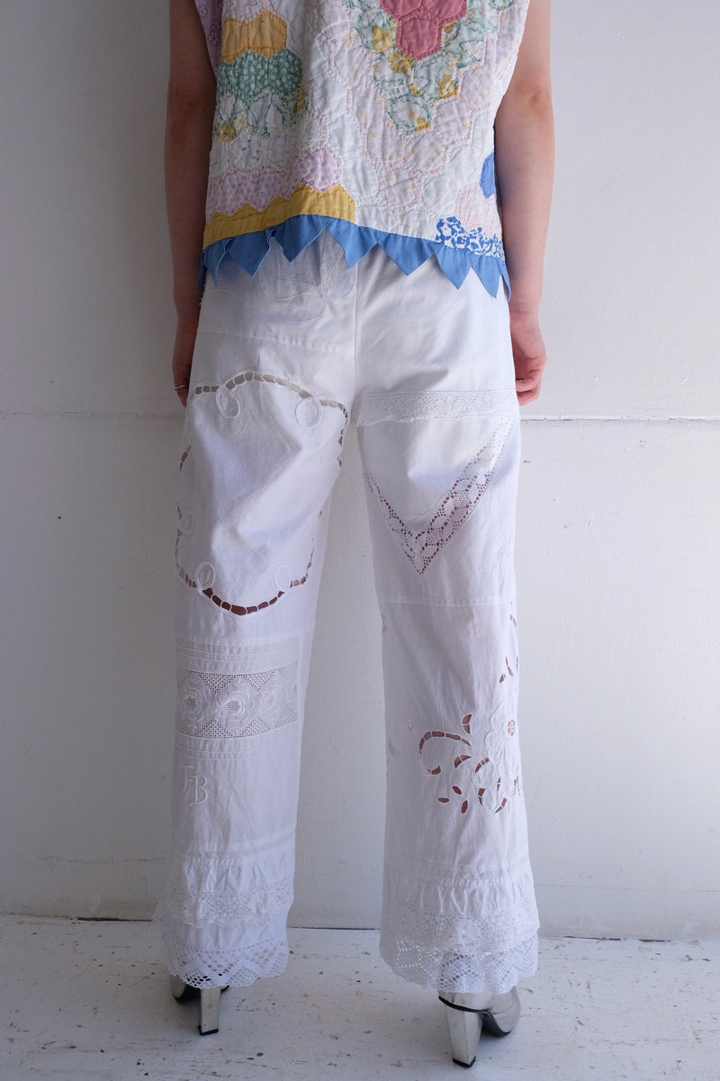 cutwork lace frill pants