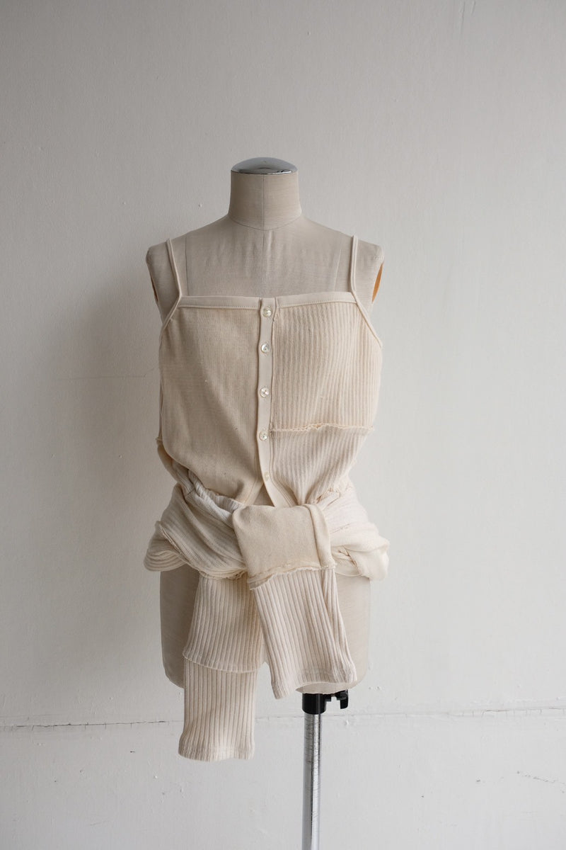military rib patchwork cardigan
