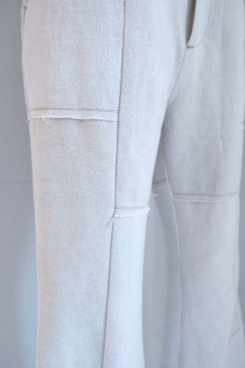 linen patchwork flare pants