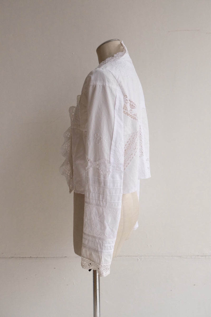 cutwork lace frill cardigan