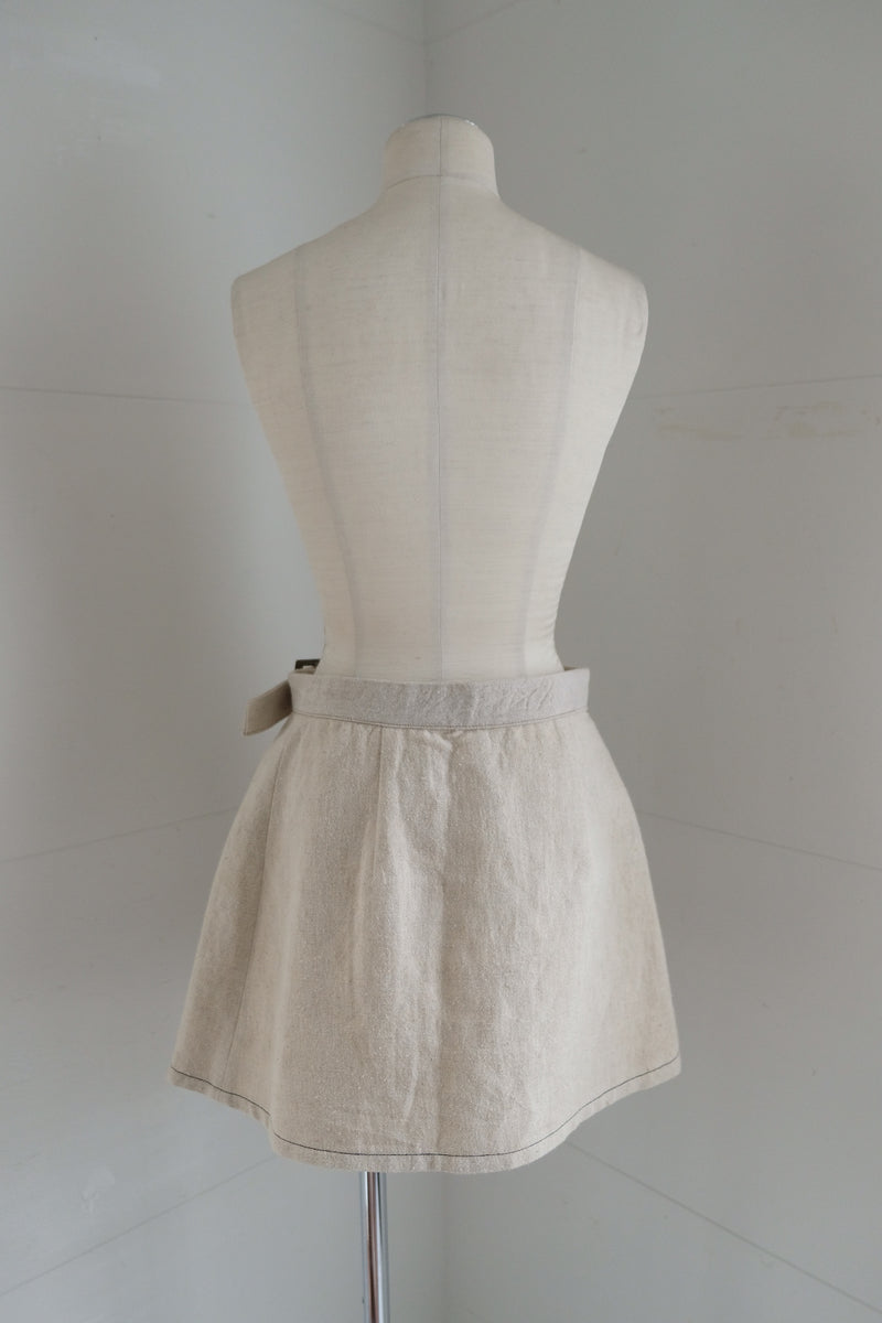 linen wrap mini skirt
