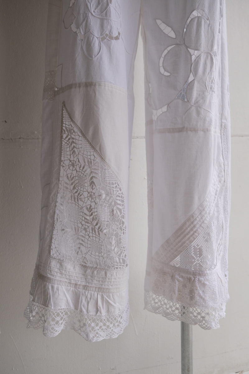 cutwork lace frill pants