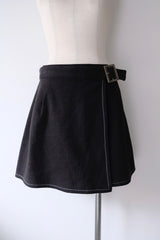 linen wrap mini skirt