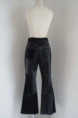 black denim patchwork pants