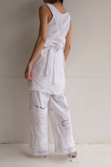 cutwork lace frill pants