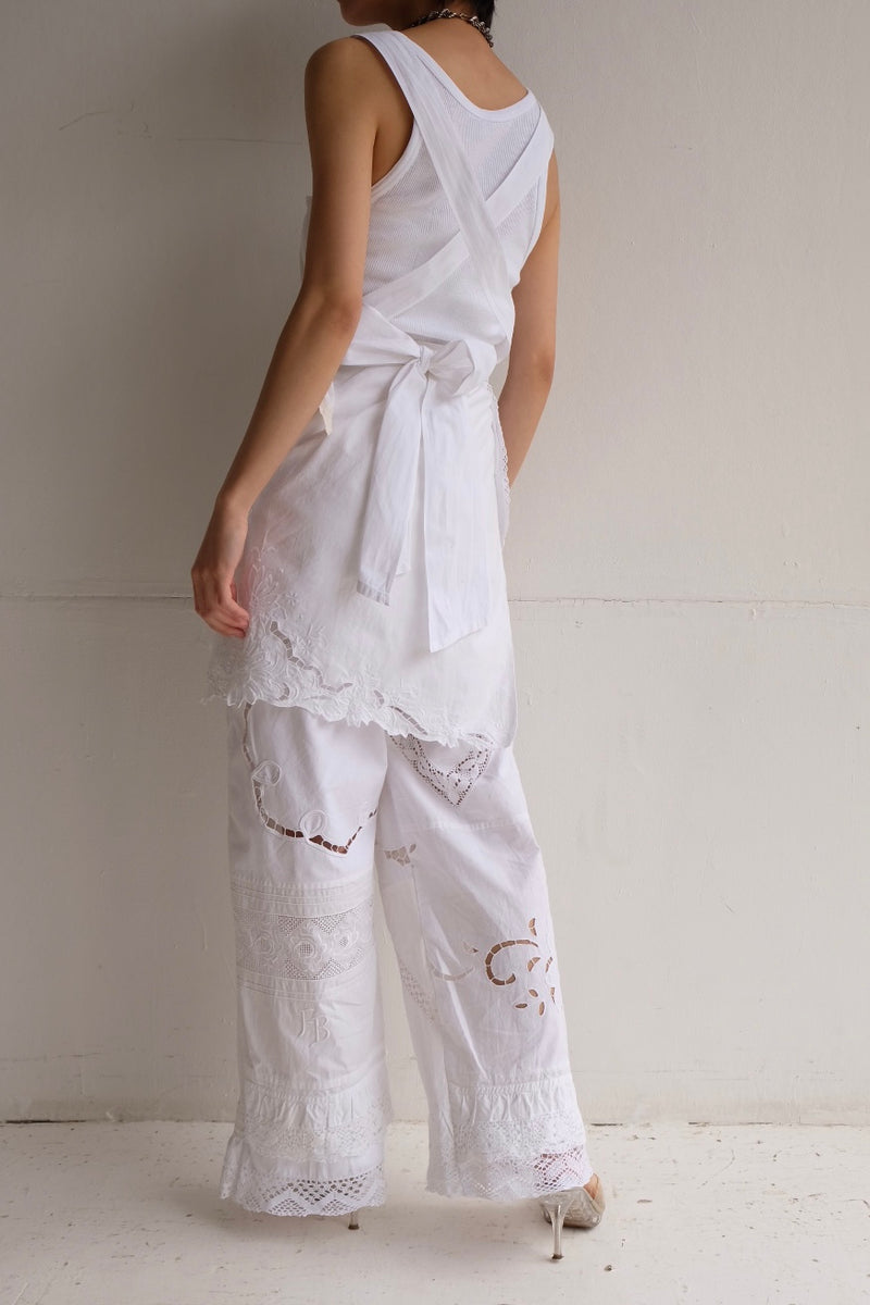 cutwork lace frill pants