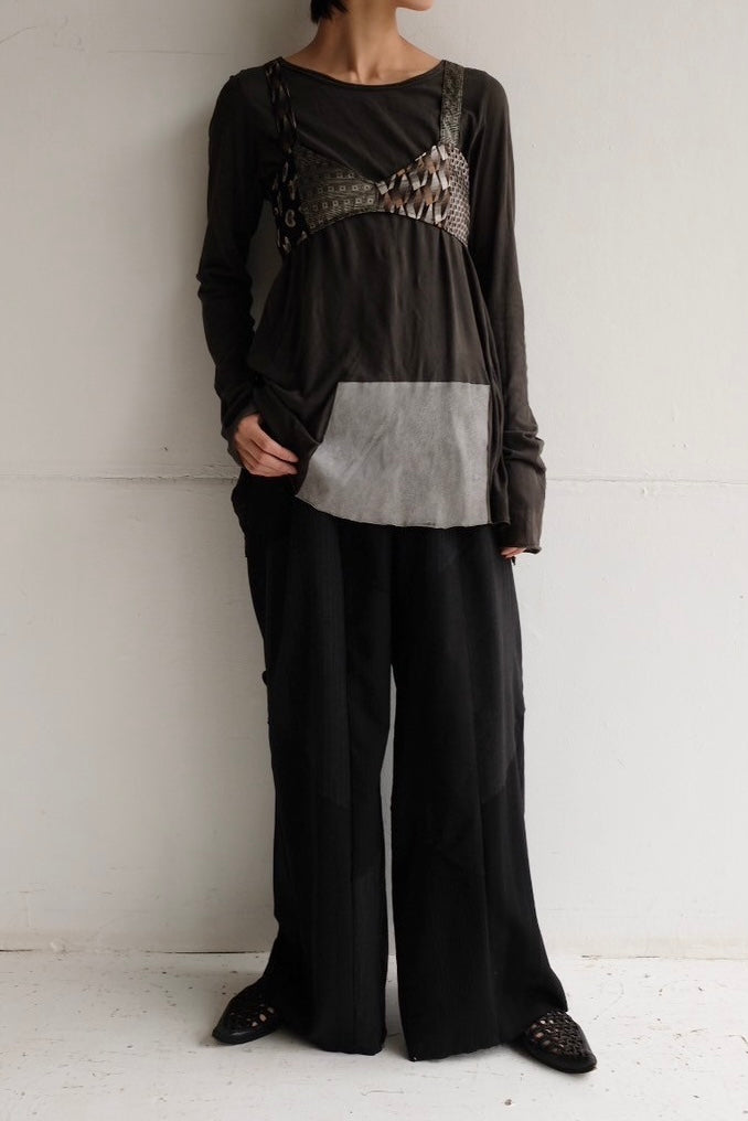 summer suit tuck wide pants