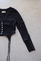rib patchwork gater cardigan