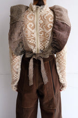 tweed frill backless top