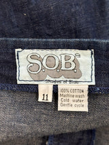 open side denim short pants