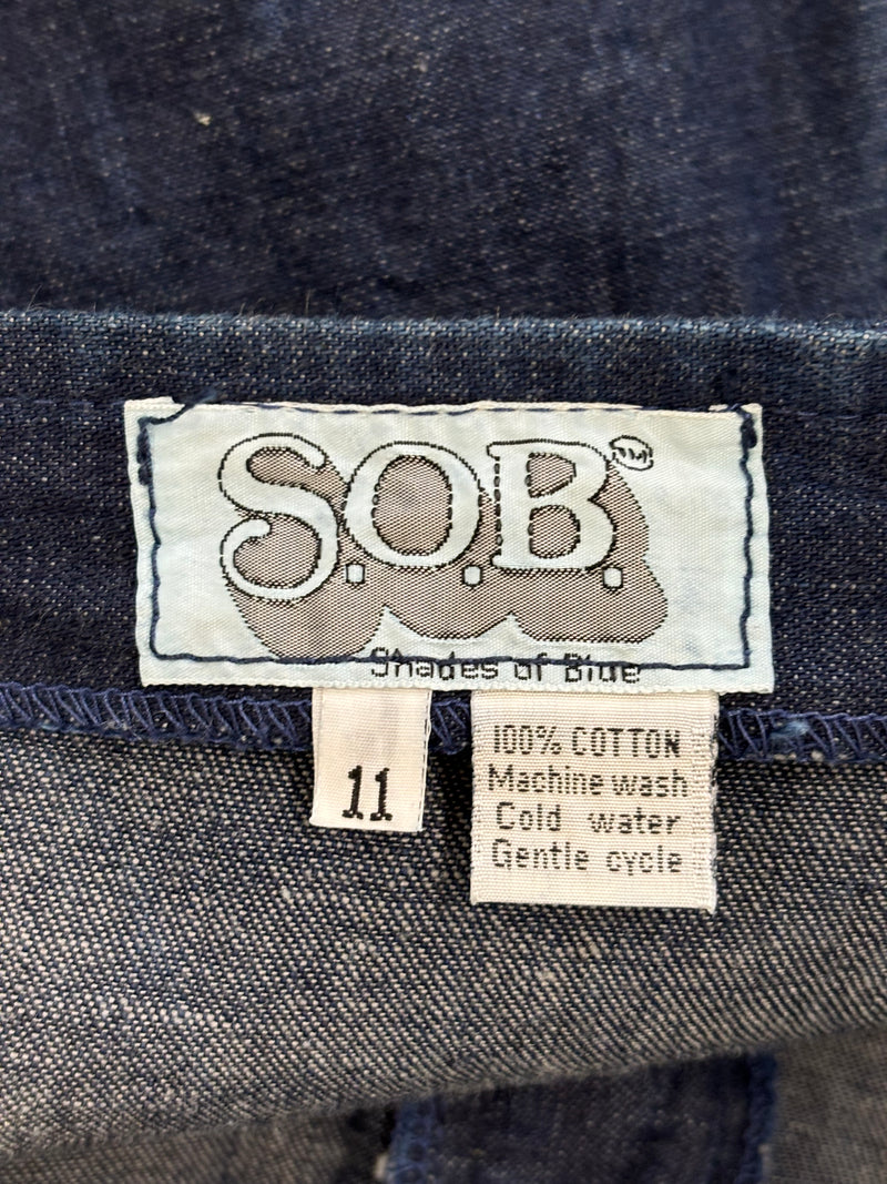 open side denim short pants