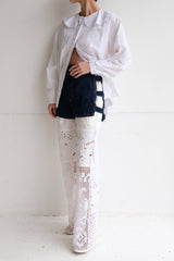 open side denim short pants