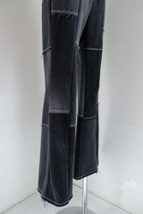 black denim patchwork pants