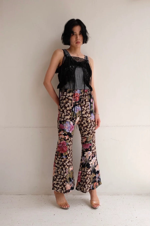 flower rayon flare pants