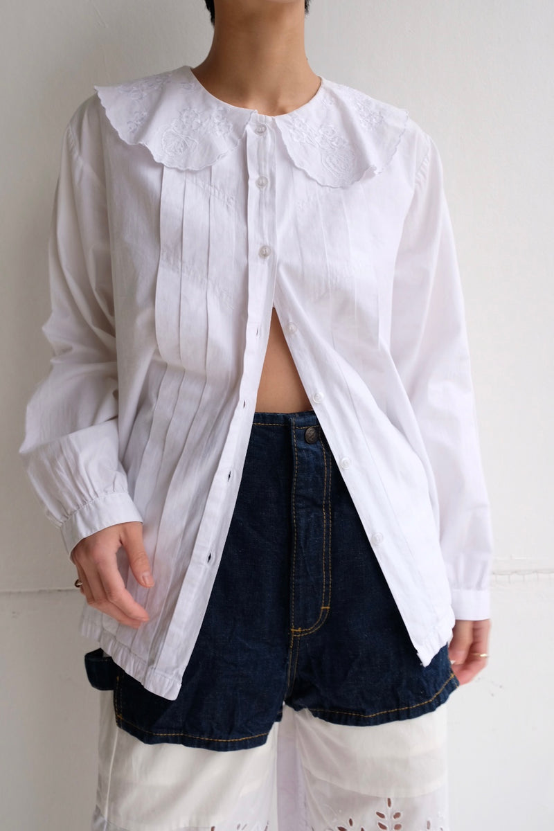 open side denim short pants