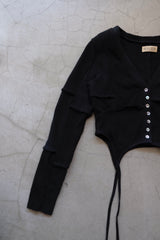 rib patchwork gater cardigan