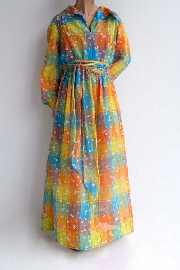 flower rainbow long dress