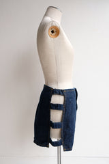 open side denim short pants