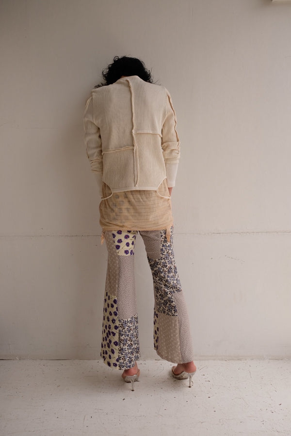 military rib patchwork cardigan
