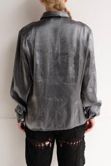 metallic long sleeve shirt