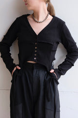 rib patchwork gater cardigan