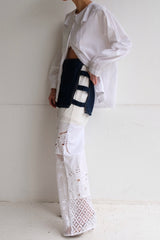 open side denim short pants