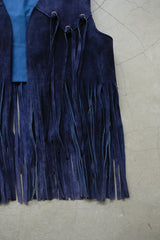 suede leather fringe vest