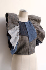 tweed frill backless top