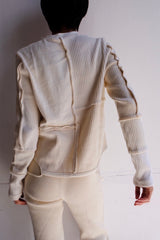 military rib patchwork cardigan