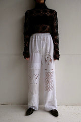 cutwork lace frill pants
