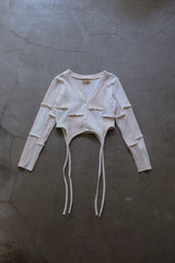 rib patchwork gater cardigan
