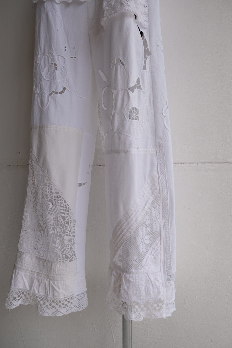 cutwork lace frill pants