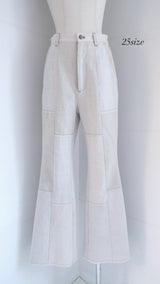 linen patchwork flare pants