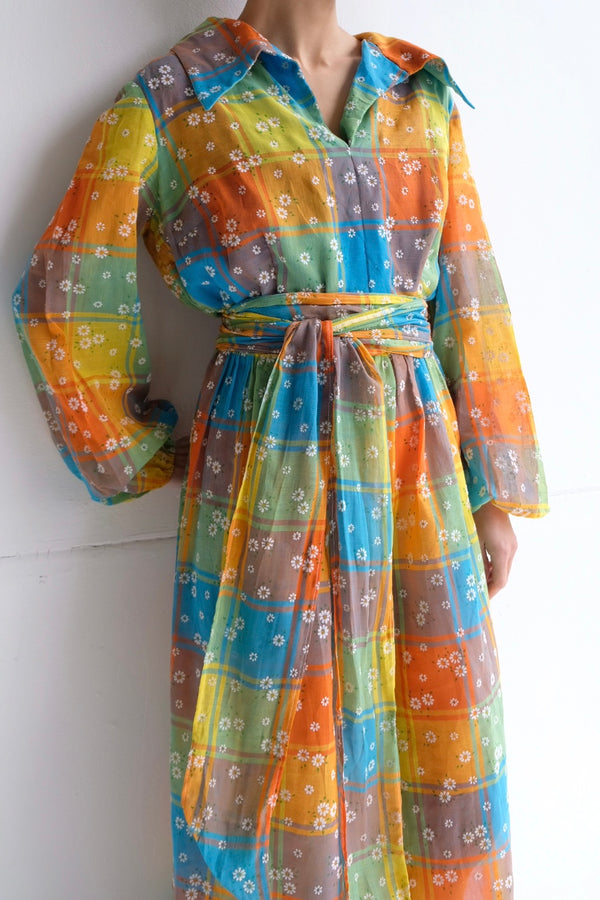 flower rainbow long dress