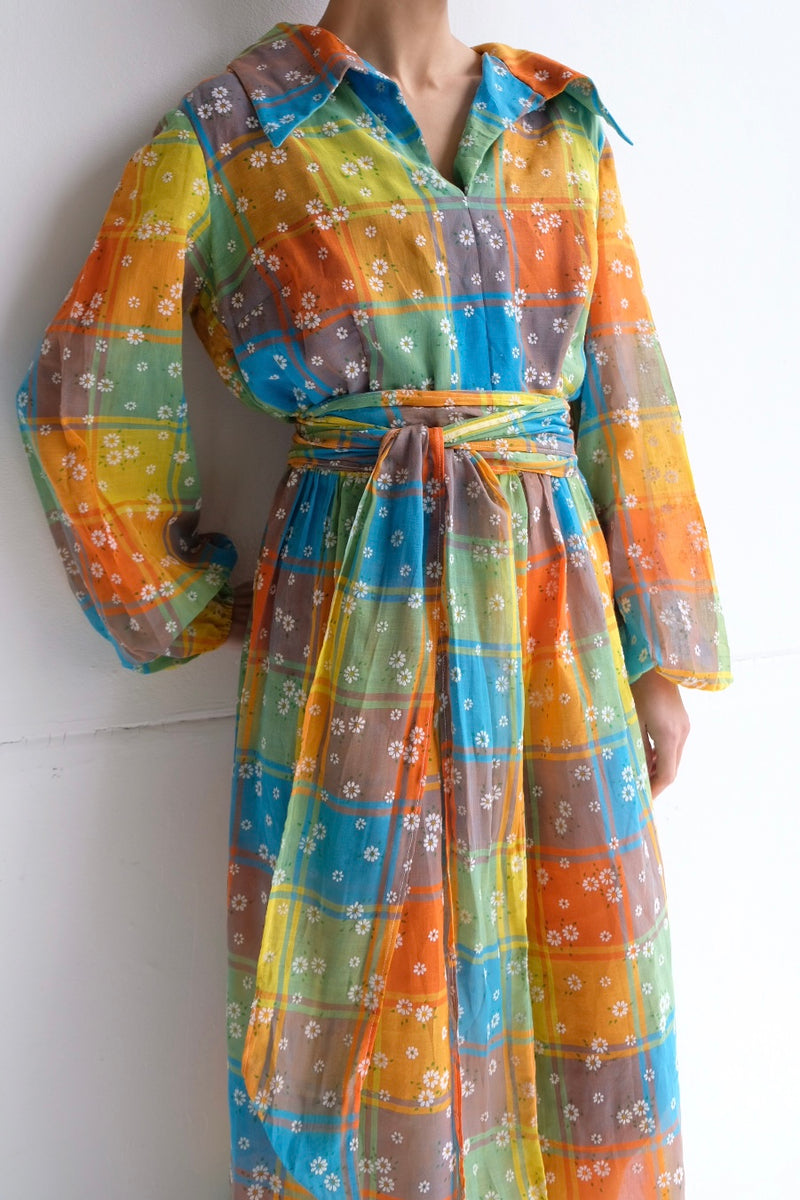 flower rainbow long dress